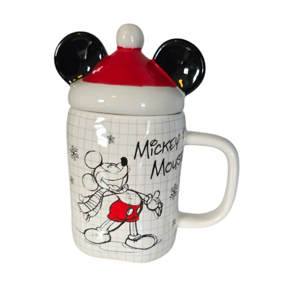 Disney Santa Mickey Mouse Sketchbook Ceramic Mug with Lid